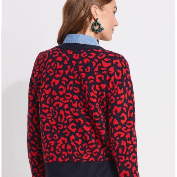 Vineyard Vines Cheetah Leopard Print Cashmere Cardigan NWT 3XL Plus RARE - Picture 4 of 5